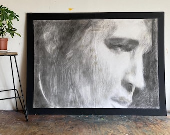 Vegas Elvis Charcoal & Pastel Portrait | Large Pop Art by Trish Wylie