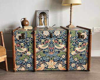 William Morris Strawberry Thief Steamer Trunk | Bentwood Storage Bench _ Keith Classic BIG
