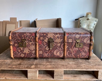 Unique William Morris Steamer Trunk Coffee Table | Upcycled Furniture perfect as vintage toy chest blanket storage bench or hope chest