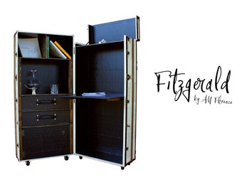 Unique DESK Bookcase CABINET Home Office Steamer Trunk 