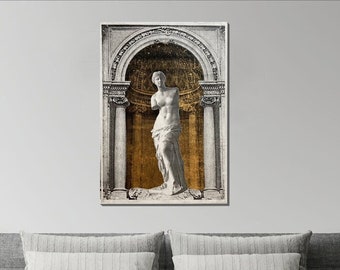 Neo Victorian Artwork Wall Decor Wall Art Gold | Vintage Art Print Venus of Milo Trevi Fountain Maximalist Decor Altered Art - VENUS