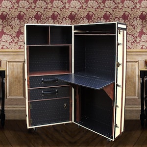 FITZGERALD (edición blanquecina) - ESCRITORIO ÚNICO Librero ARMARIO Estilo vintage Muebles de lujo Armario Oficina Baúl de almacenamiento