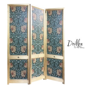 DOILLON Morris Wallpaper Handmade wooden Folding Screen Room Divider Decorative Vintage Partition