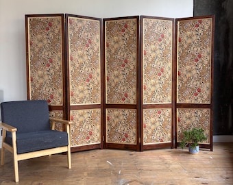 William Morris Wallpaper Room Divider | Handmade Vintage Style Partition | Solid Pine Furniture _ Doillon GLBB