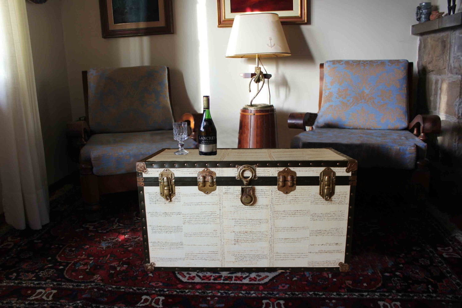 1920s Louis Vuitton coffee table trunk monogram RSR - Pinth Vintage Luggage