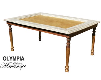 Tavolino unico in manoscritto oro e bianco, arredamento di design esclusivo in stile francese per la tua casa mobili italiani: OLYMPIA
