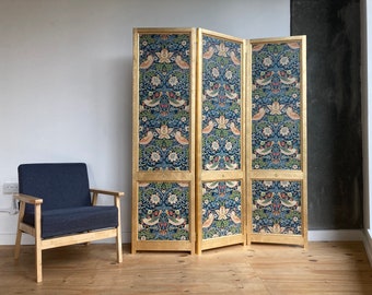 Strawberry Thief Room Divider | William Morris Handmade Folding Screen