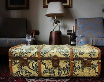 Unique William Morris Steamer Trunk Coffee Table | Upcycled Furniture perfect as vintage toy chest blanket storage bench or hope chest