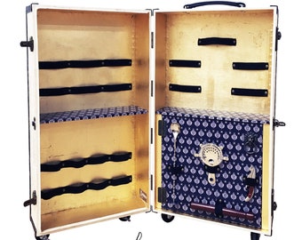 NEW LENNON Portable Liquor Cabinet Suitcase Vintage Style Luggage
