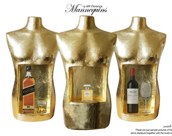 GOLD Bust Mannequin Showcase Display Exclusive Furniture case for your parfumes, jewellery or your favourite bottles: Elvis