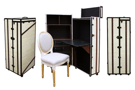 Fitzgerald White Edition Unique Desk Bookcase Cabinet Fitzgerald White Edition Unique Desk, Steamer Trunk Desk Furniture