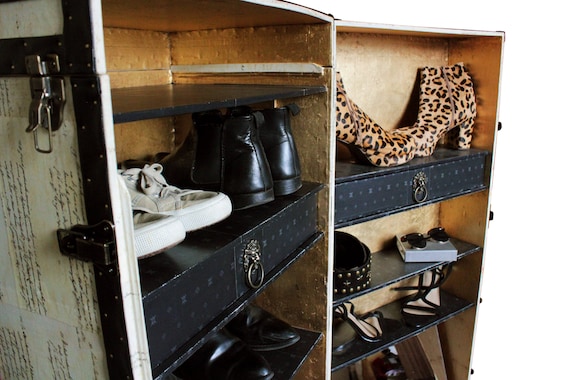 Unique Shoe Storage Cabinet Steamer Trunk Wardrobe Furniture Vintage Style  Luxury Shoe Rack MONROE - Etsy UK