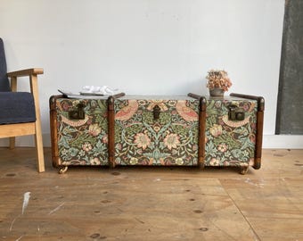 William Morris Strawberry Thief Trunk, Coffee Table, Storage Chest, Handmade Furniture