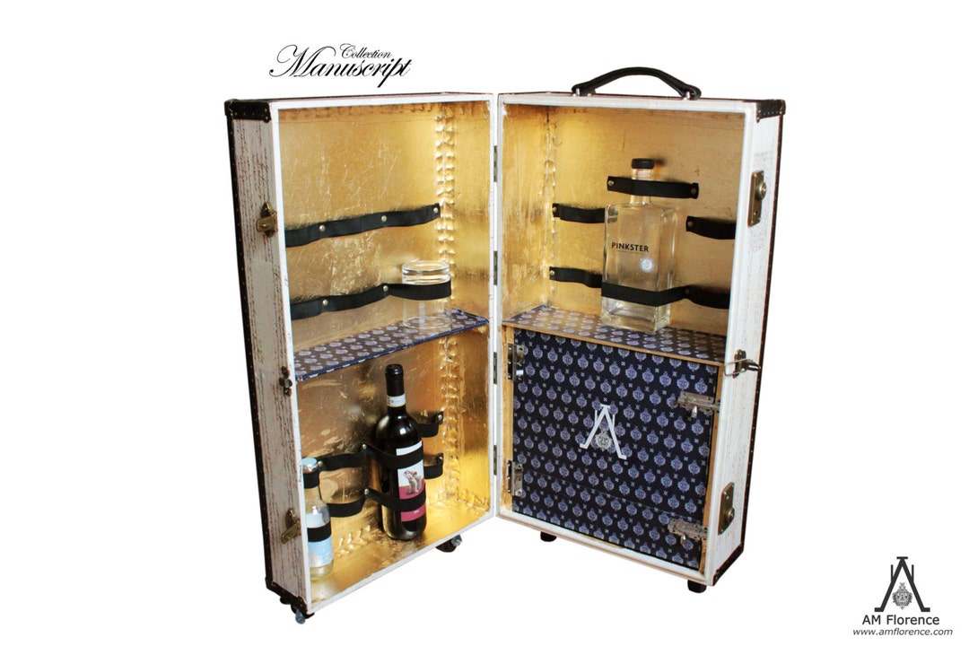 Portable Liquor Suitcase Hardsided Luggage Trolley Unique Furniture Storage on Castors