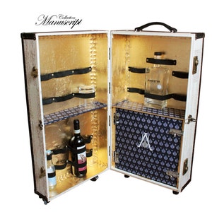 Portable Liquor Cabinet Suitcase Hard-sided Luggage Trolley unique furniture storage  on castors wheels: Lennon