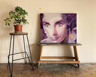 Liz Taylor Original Oil Painting | Hollywood Retro Portrait by Trish Wylie