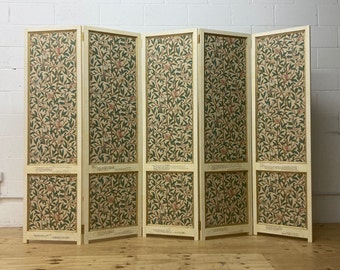 5 PANELS - William Morris Wallpaper Room Divider Folding Screen | Handmade wooden Decorative Vintage Partition Furniture - DOILLON #BPBC