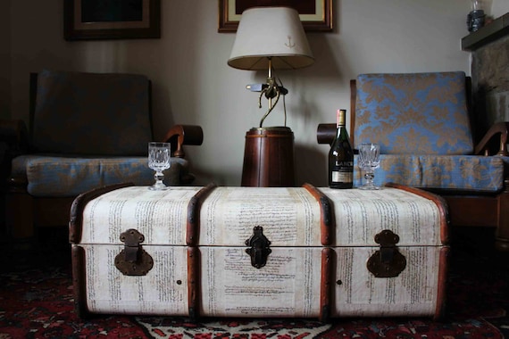 Bentwood Vintage Steamer Trunk Coffee Table Toy Hope Chest 