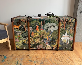 XXL Jaipur Garden Steamer Trunk Coffee Table | faux leather print _ Keith XXL