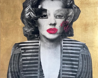 Marilyn Monroe Original Artwork | Surreal Lipstick Portrait | L'Oréal Pop Art | Hollywood Icon