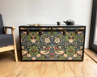 Strawberry Thief Coffee Table William Morris Wallpaper Steamer Trunk | Unique Toy Chest Bed End Storage Bench Furniture | SINATRA PURE ed.