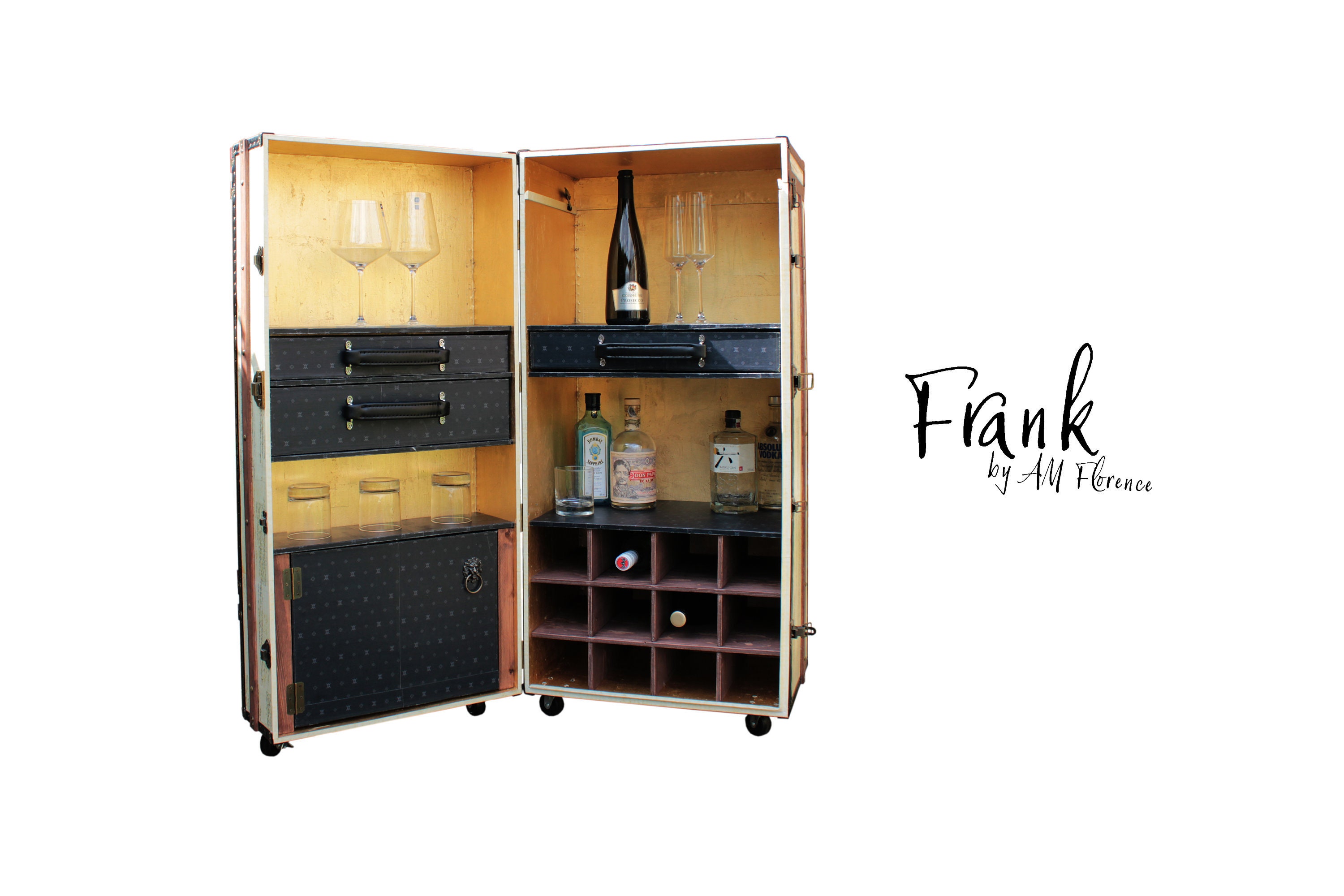 Steamer Trunk Bar Cabinet Cocktail Suitcase UK Vintage & Antique