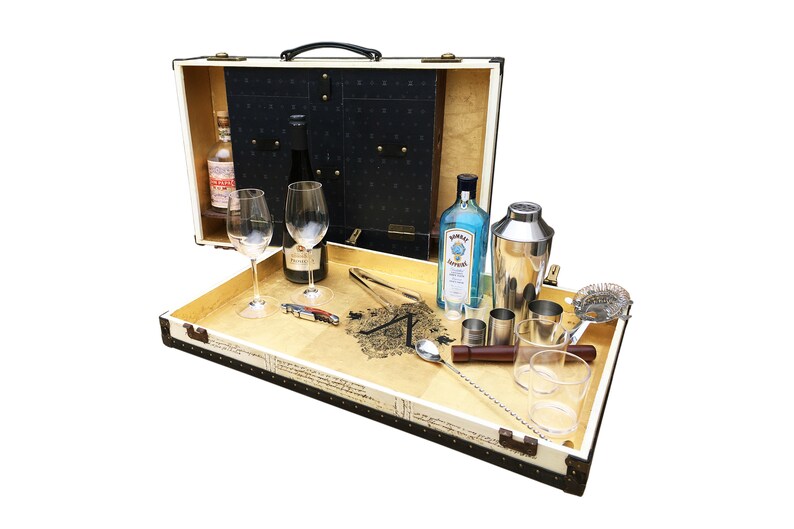 LENNON Vintage Style Portable Bar Suitcase Hard Sided Luggage Etsy