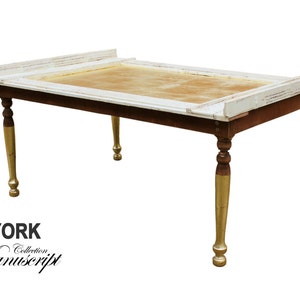Unique Coffee table in gold and white manuscript, french style exclusive design furniture for your home, english fireplace: YORK