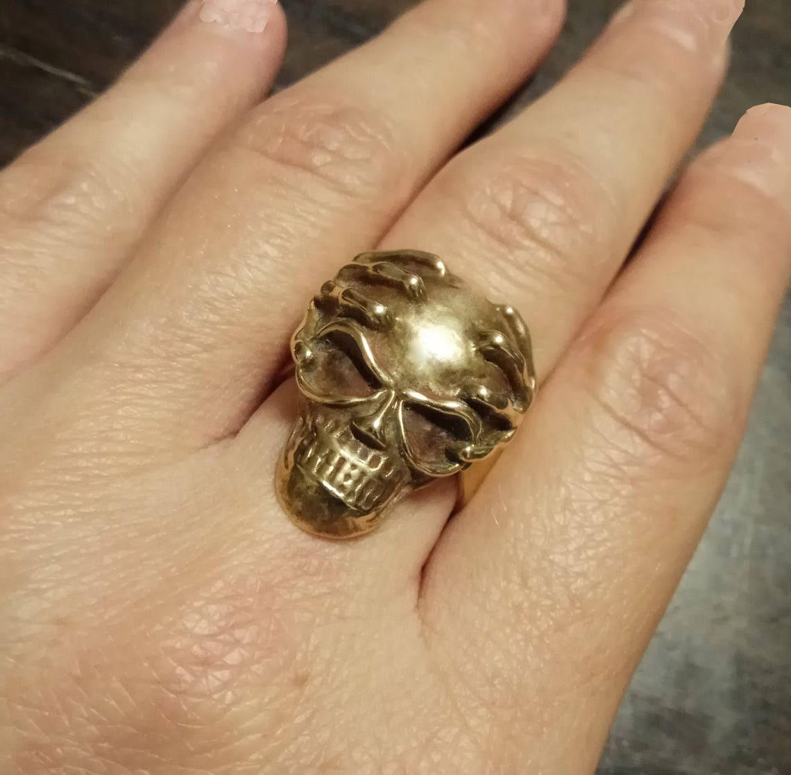 14K Gold Skull Ring Statement Ring Skull Ring Skull Etsy