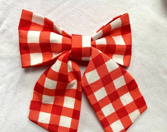 Fouth of July Red Gingham Cherry Pie Sailor Bow