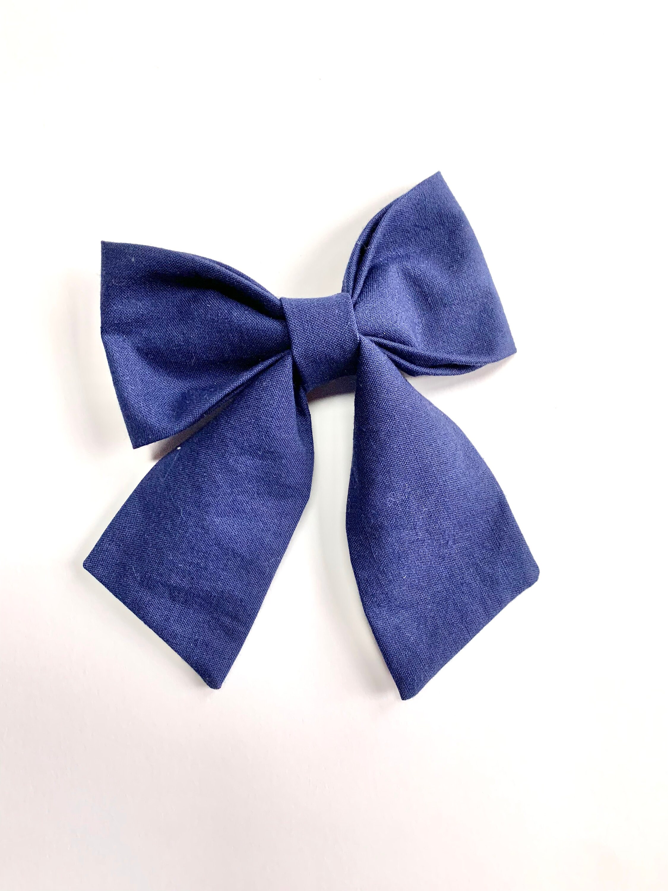 Navy Gingham Daisy and Navy Solid Medium Size sailor Bows - Thumbnail 5