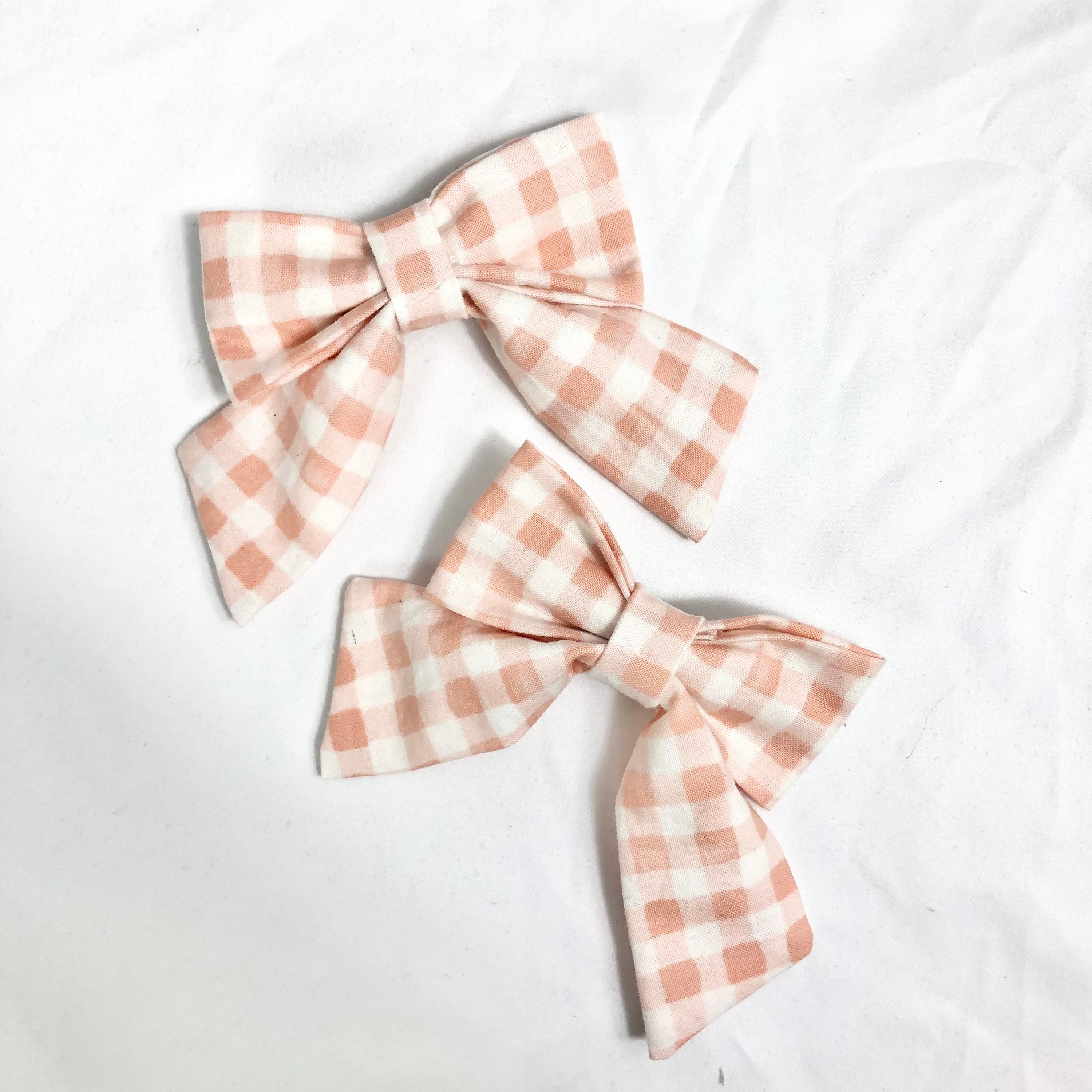 Pink Gingham Rifle Paper co. Medium Size Cloth Sailor Bow - Thumbnail 2
