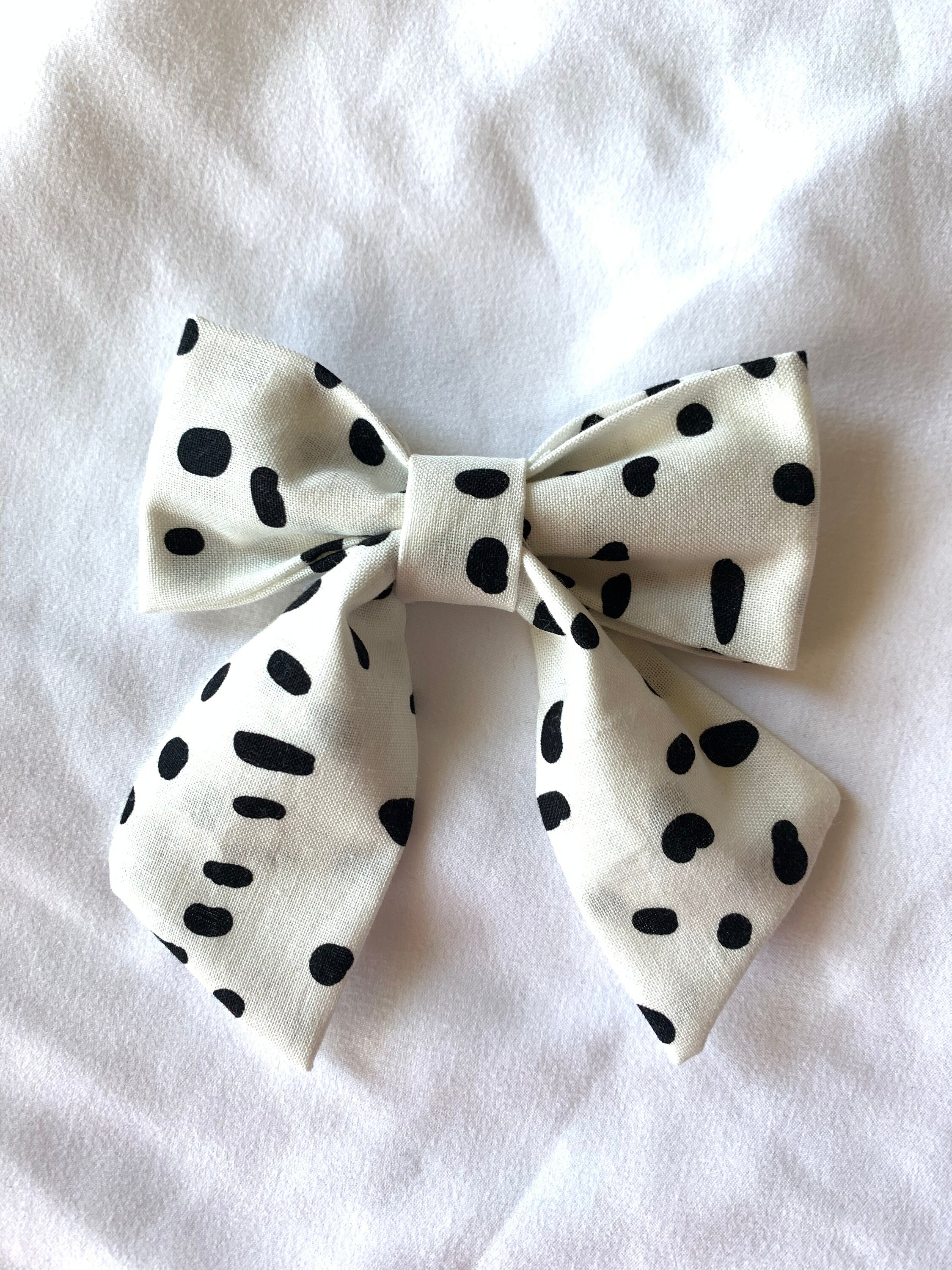 Houndstooth leopard and Dalmatian medium size sailor bows - Thumbnail 4
