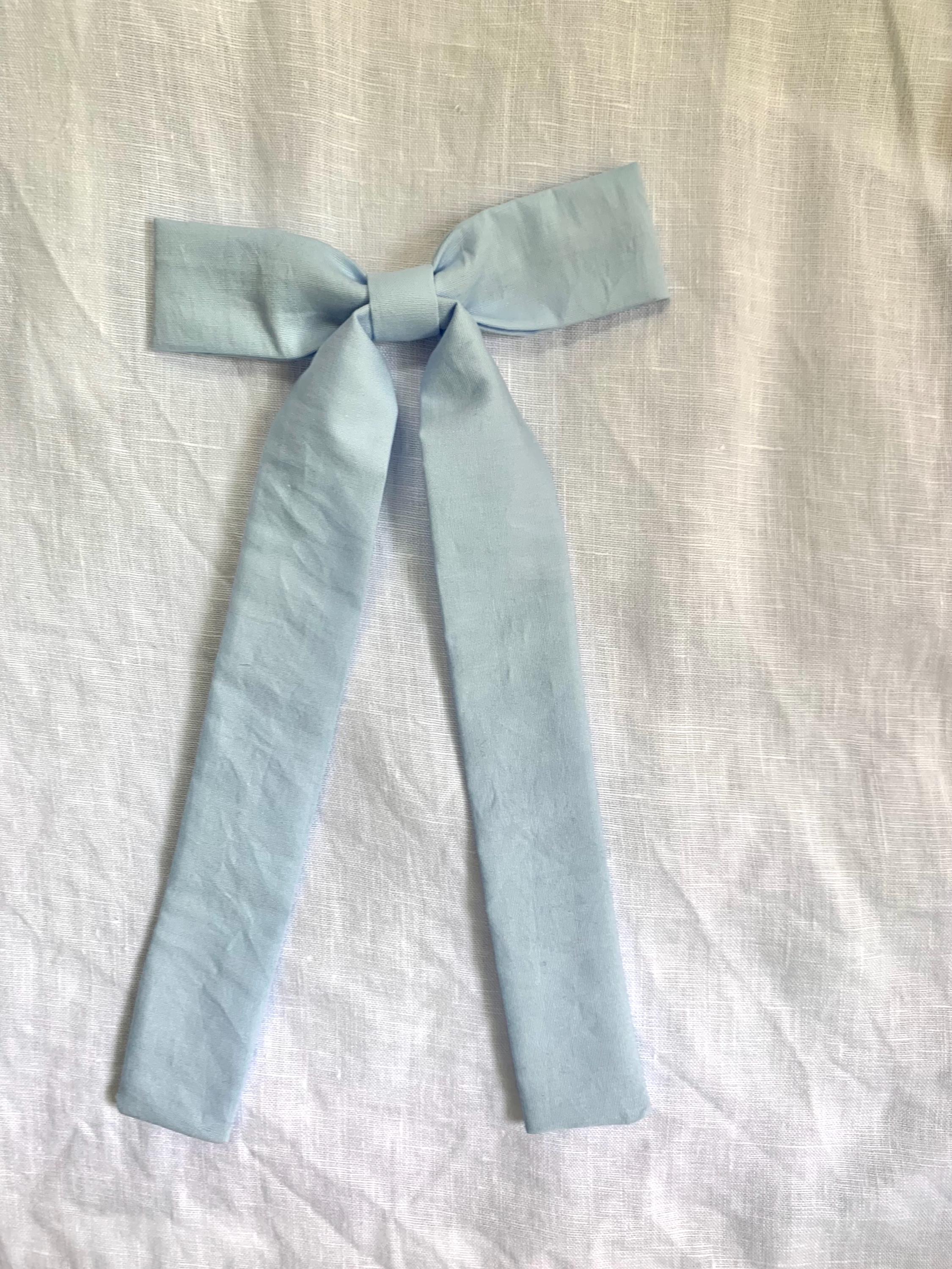 Gingham and Blue Longtail hair bows - Thumbnail 7
