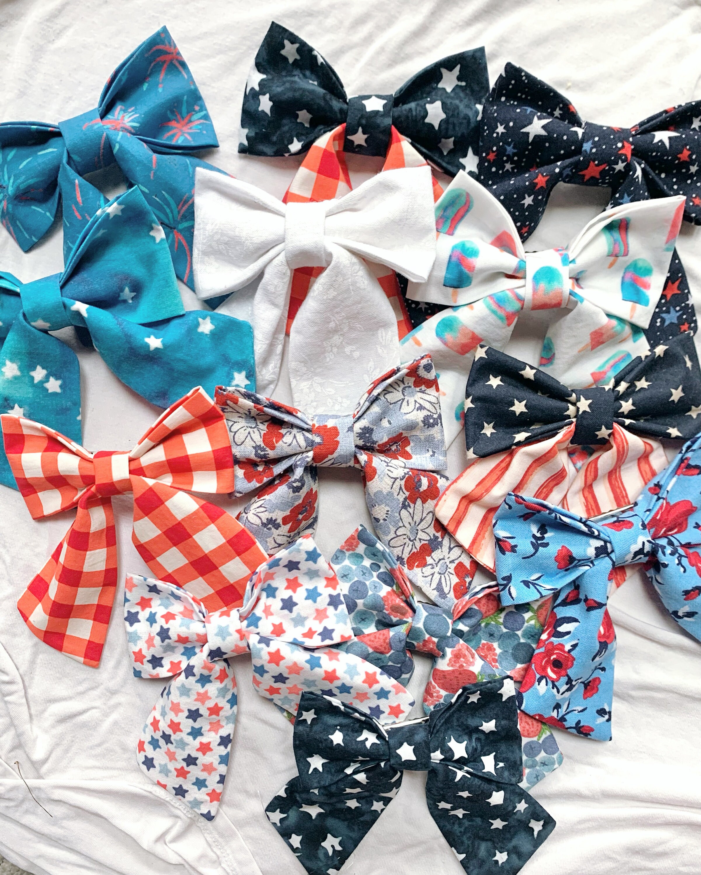 Fourth of July Independence Day Star Blue Medium size  Sailor Bow - Thumbnail 4