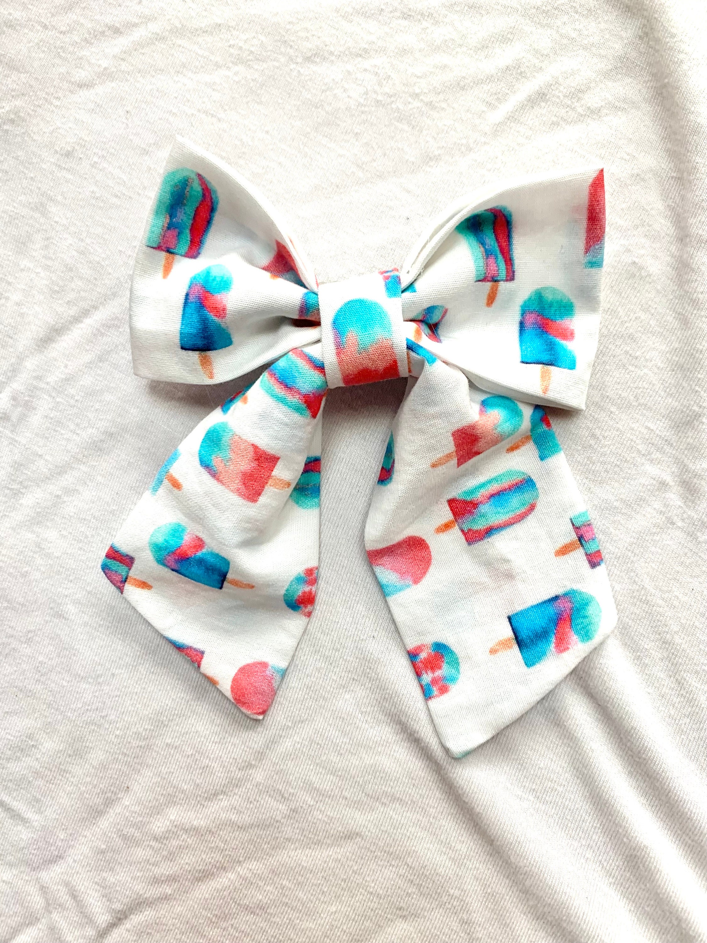 Love Sweat Treat Red While and Blue Popsicle Forth of July Indpendance Day Medium Size Sailor Bow