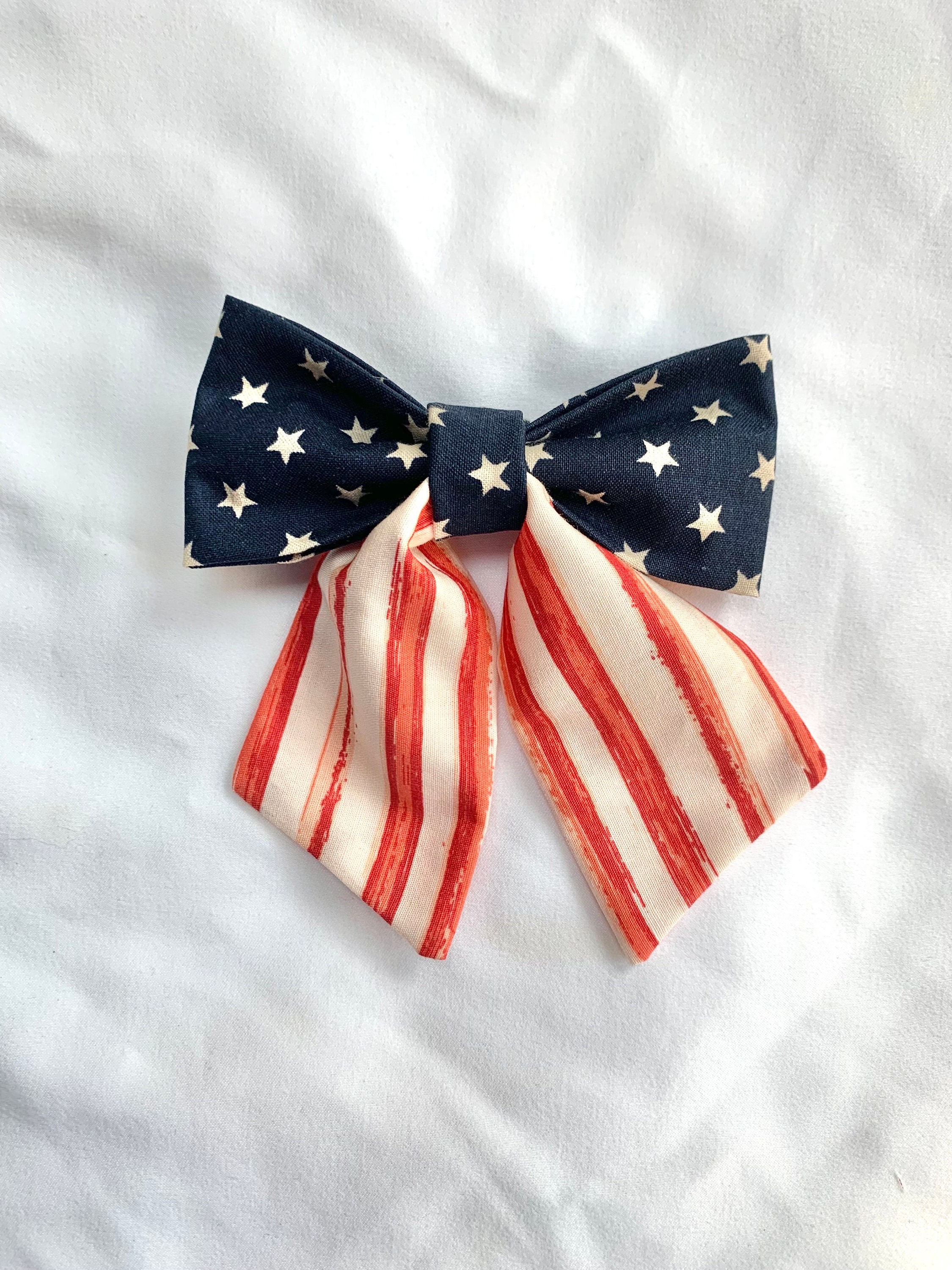 Independance Day Forth of July American Flag Handmade Medium Sailor Hair Bows - Thumbnail 6