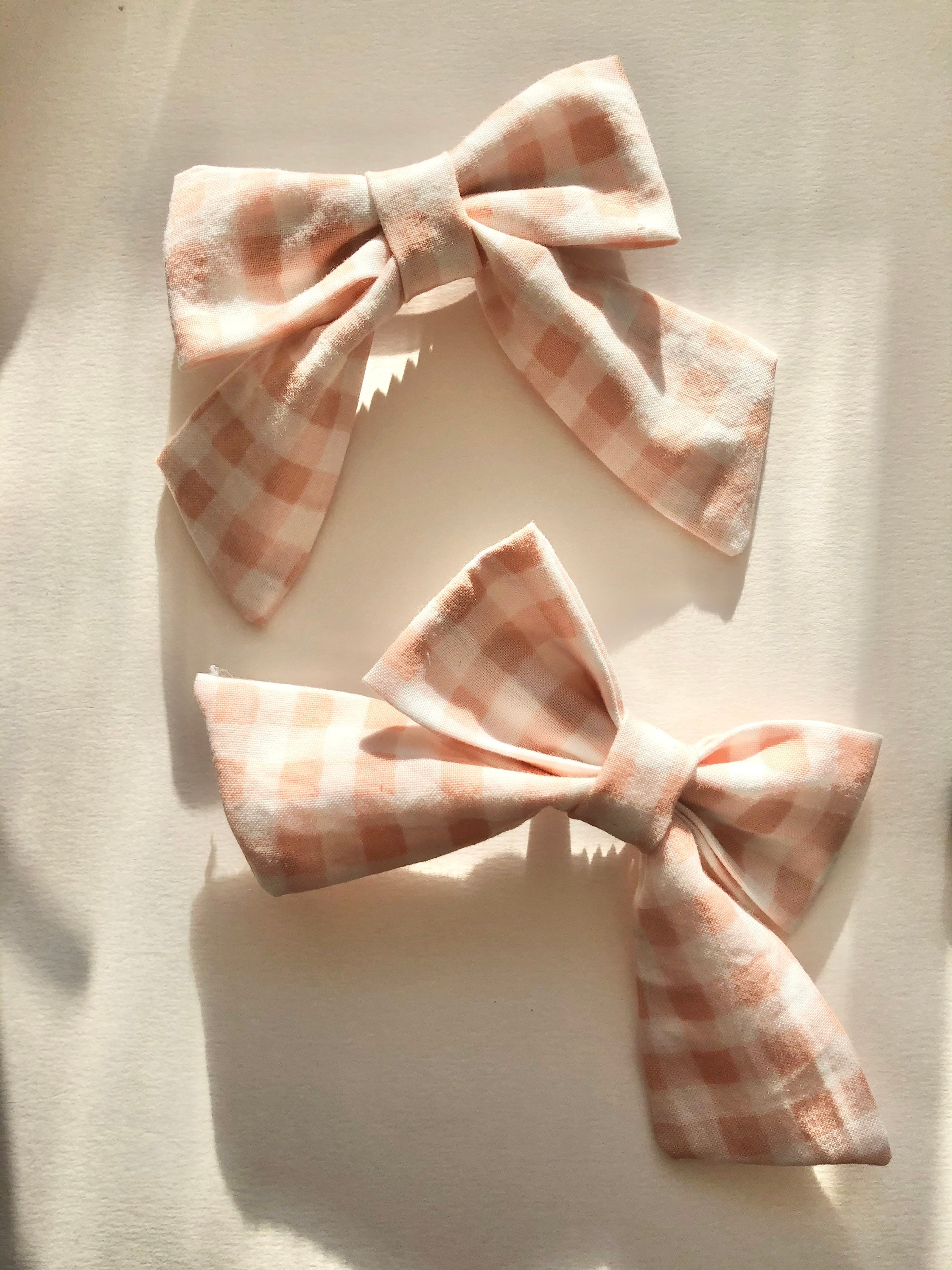 Pink Gingham Rifle Paper co. Medium Size Cloth Sailor Bow - Thumbnail 4