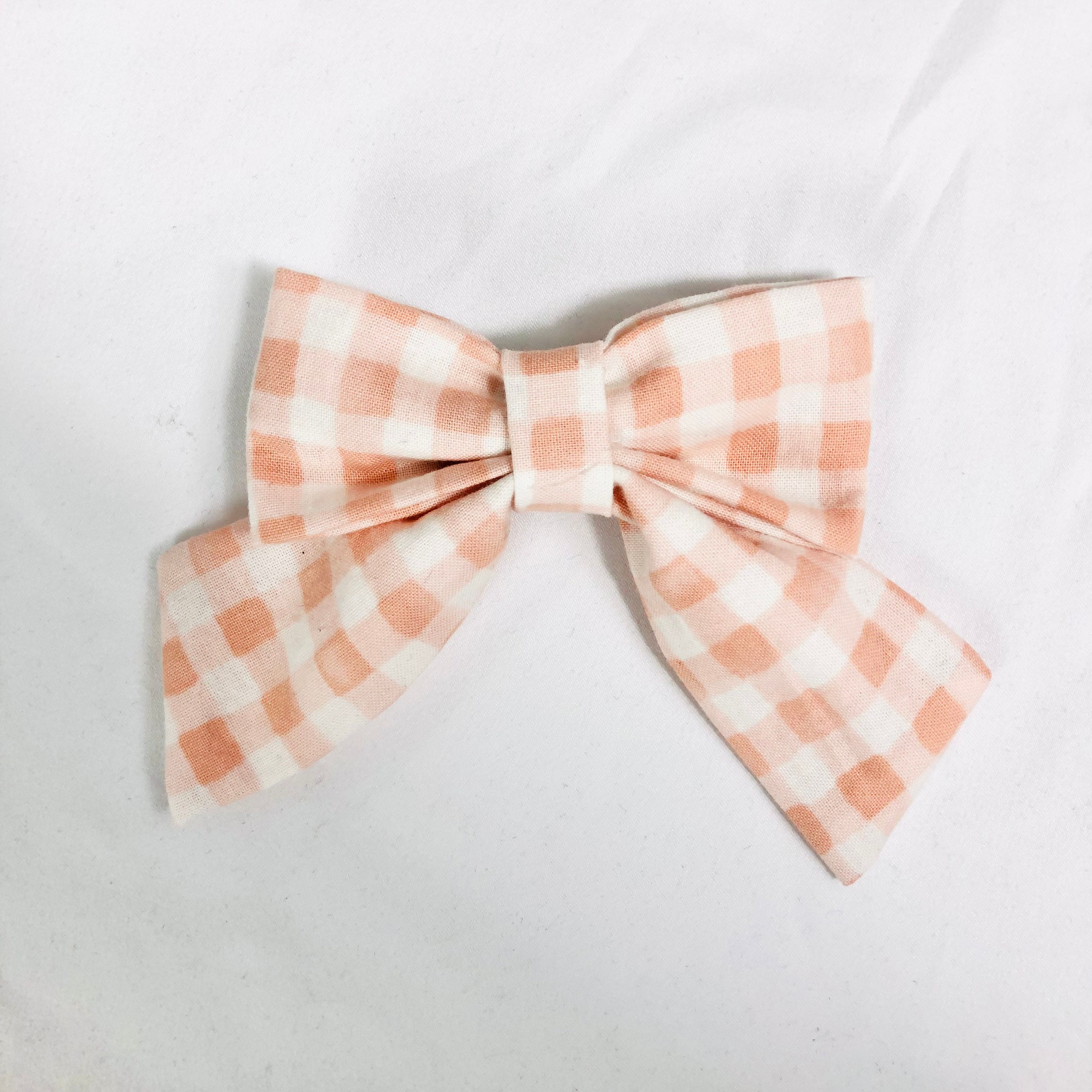 Pink Gingham Rifle Paper co. Medium Size Cloth Sailor Bow - Thumbnail 5