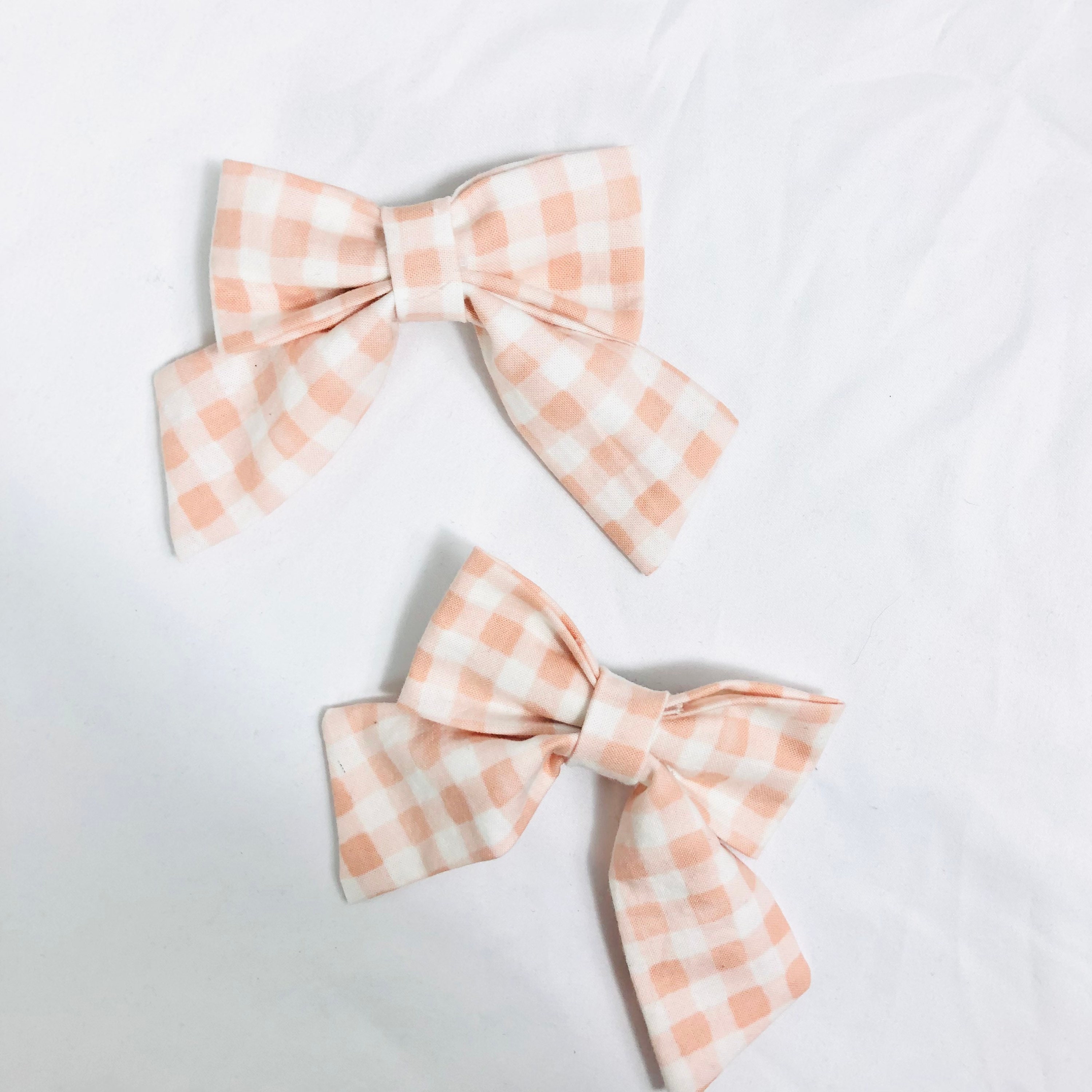 Pink Gingham Rifle Paper co. Medium Size Cloth Sailor Bow - Thumbnail 3