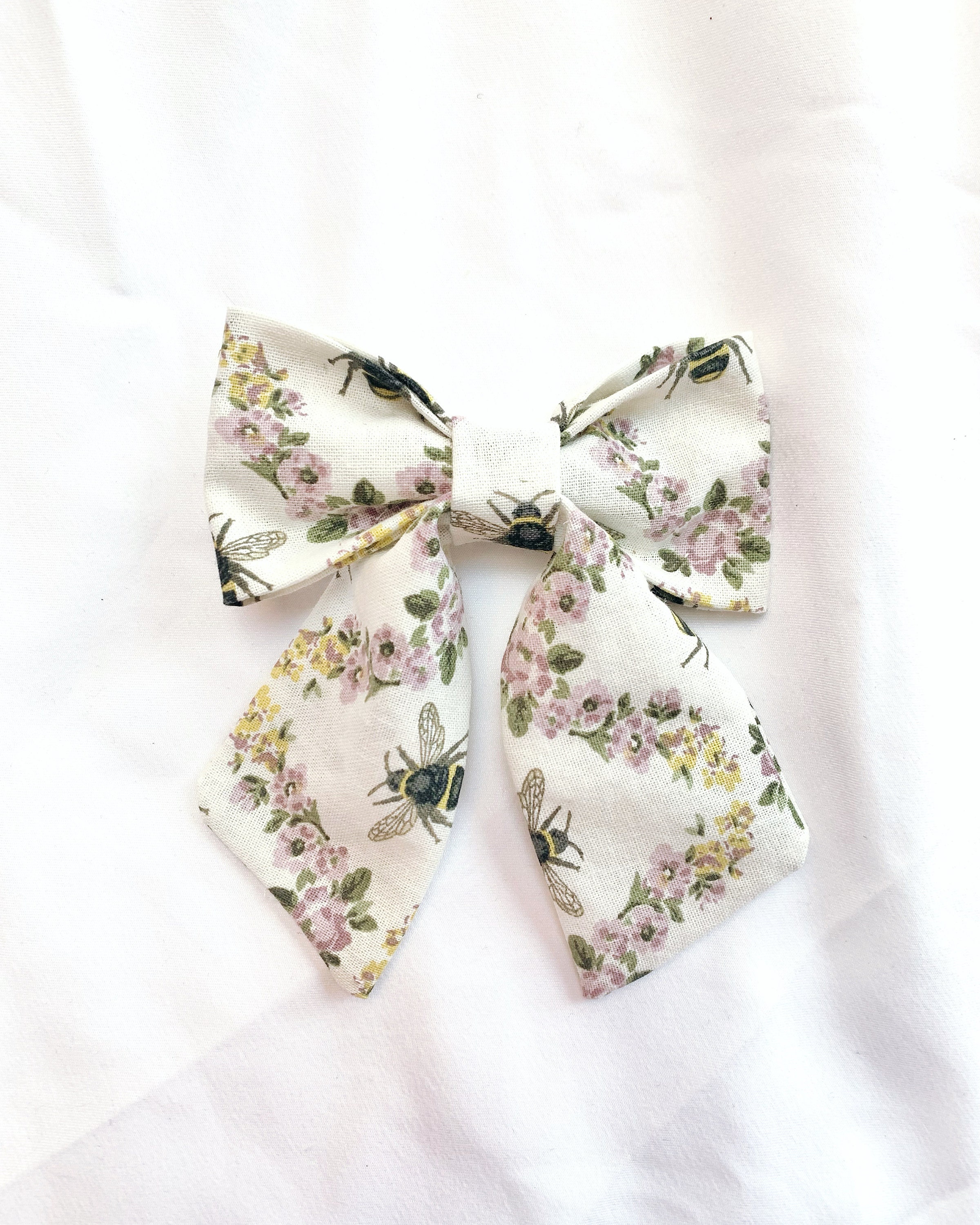 Springtime bee and gingham Medium Sailor bows - Thumbnail 3