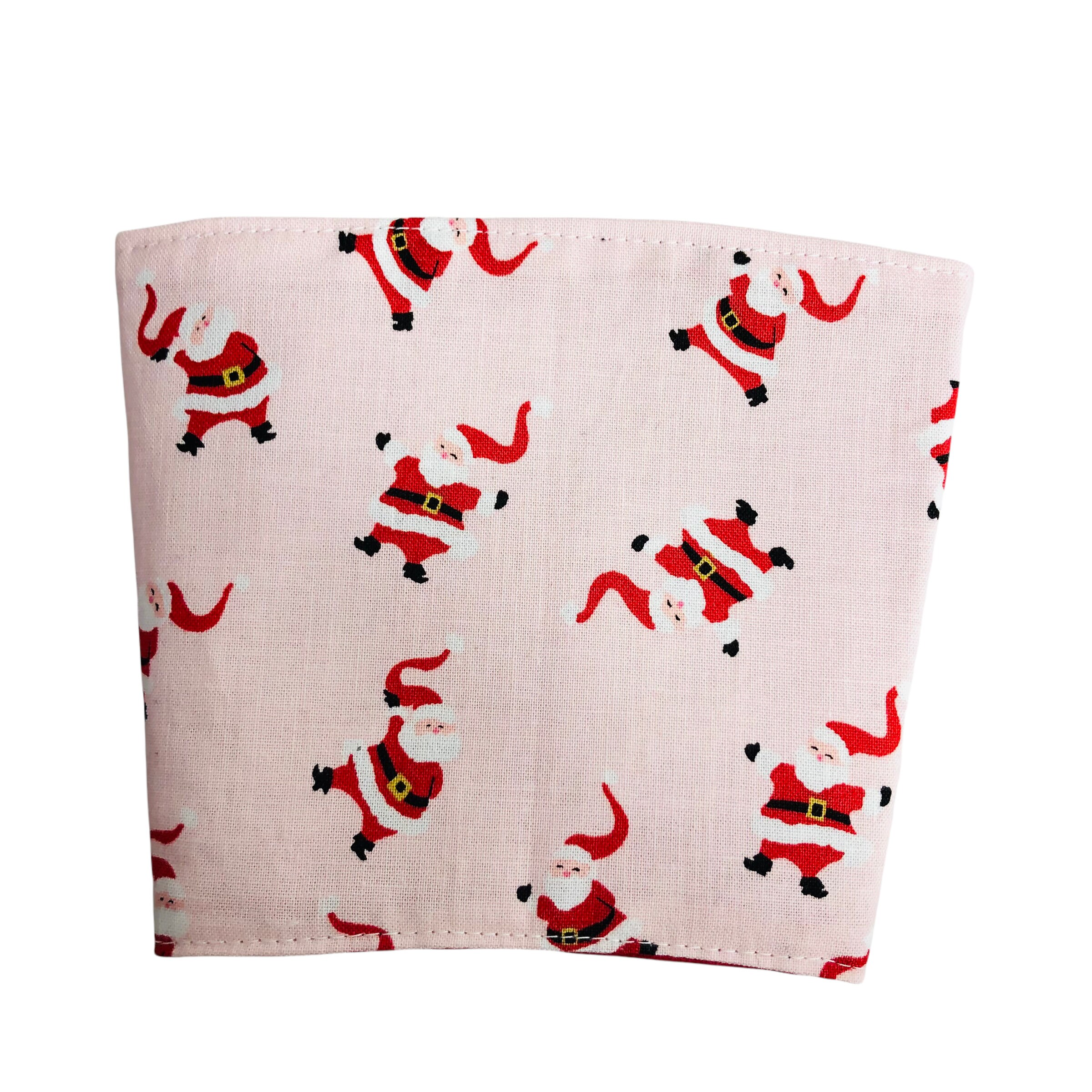 Holiday Christmas Pink Dancing Santa and Candy cane Med Iced Coffee Sleeve - Thumbnail 6