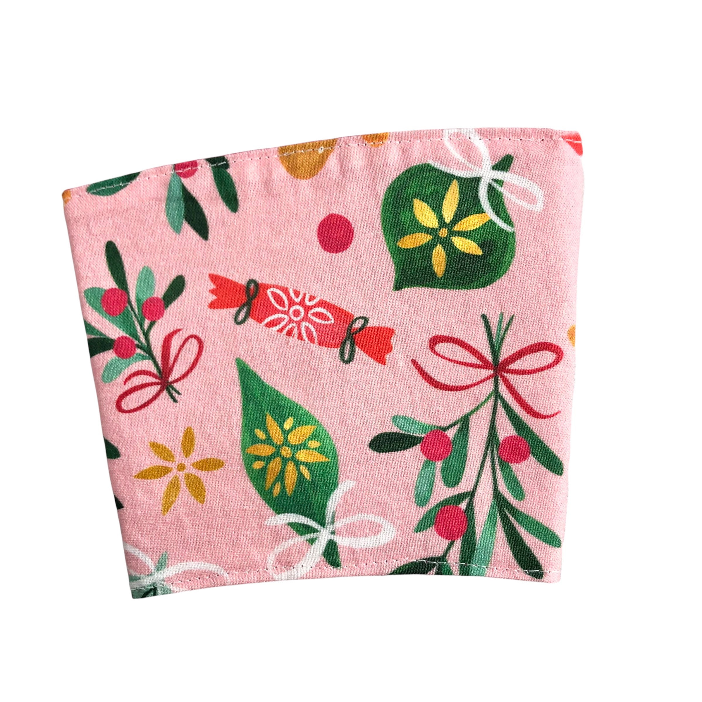 Holiday Christmas Pink Blue Gingerbread Cookie Medium size Coffee Cozy sleeve - Thumbnail 3