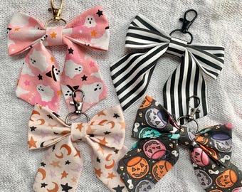 Bow Bag Charms Pink Ghost Halloween