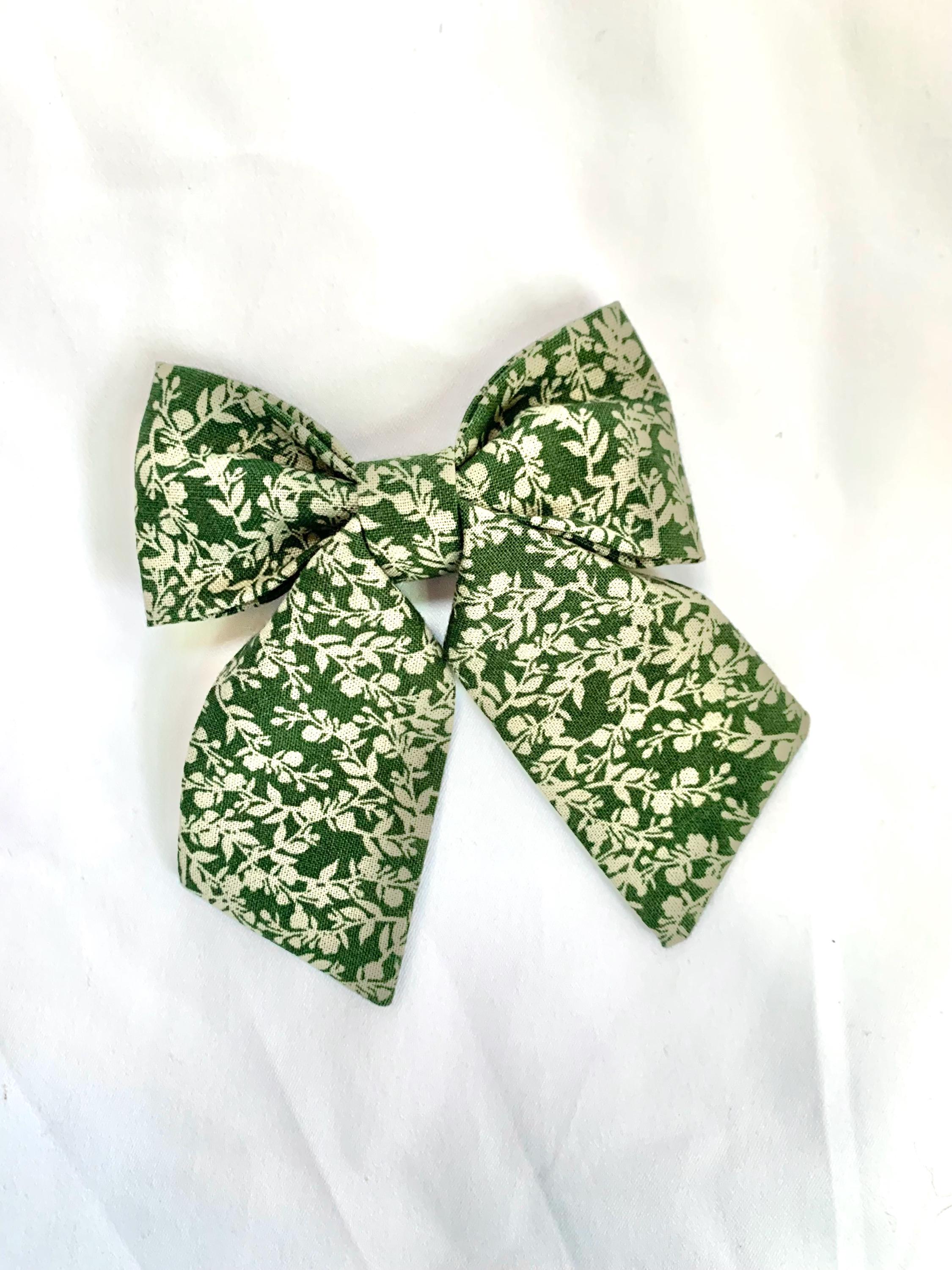 Moss Green Floral hair bow