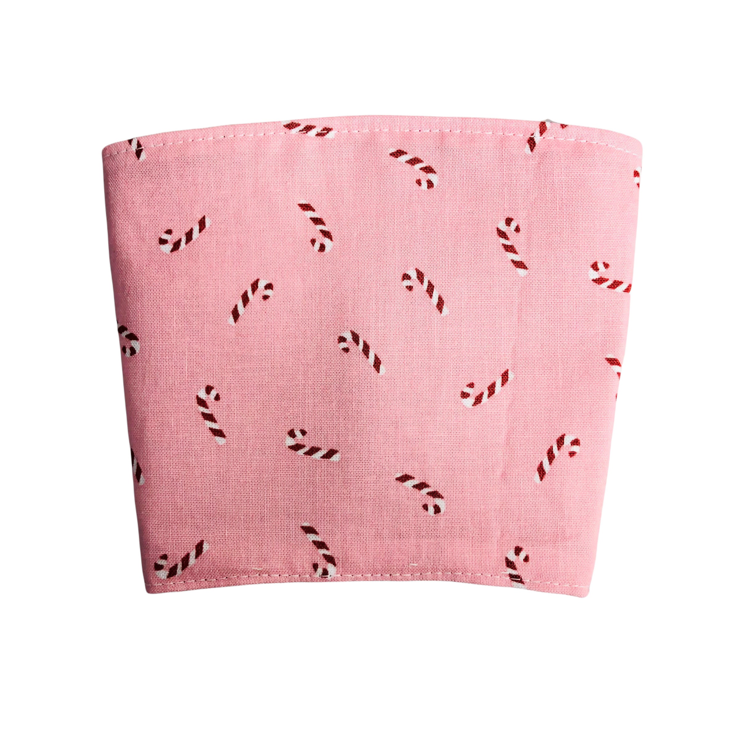 Holiday Christmas Pink Dancing Santa and Candy cane Med Iced Coffee Sleeve - Thumbnail 5