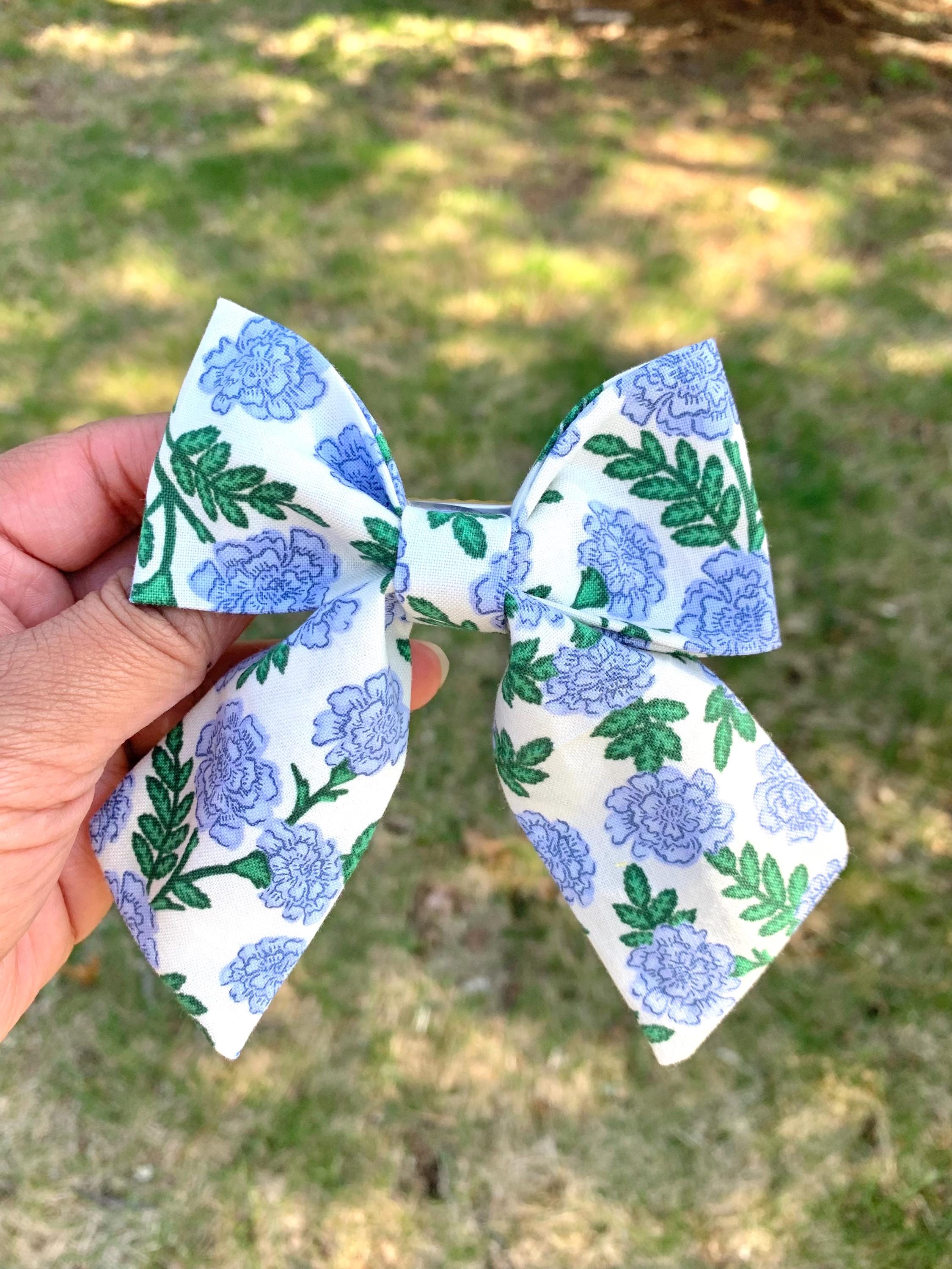 Rifle Paper Co. Blue floral and Light Blue Sailor Hairbows - Thumbnail 6