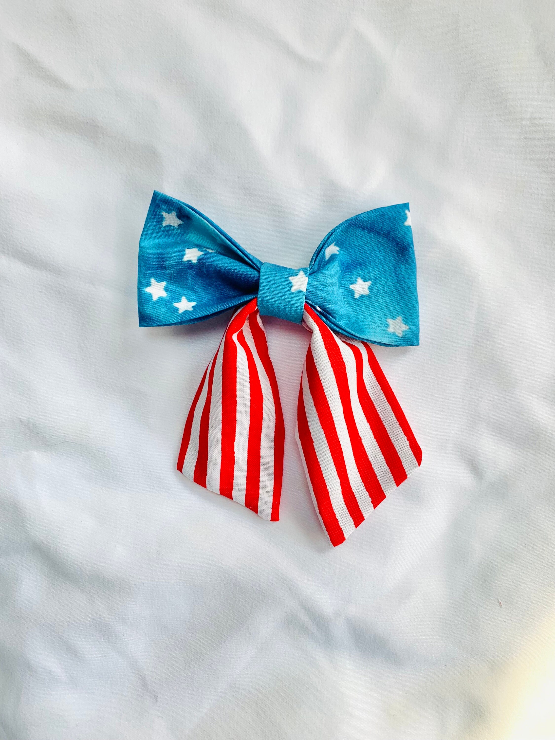 Independance Day Forth of July American Flag Handmade Medium Sailor Hair Bows - Thumbnail 4