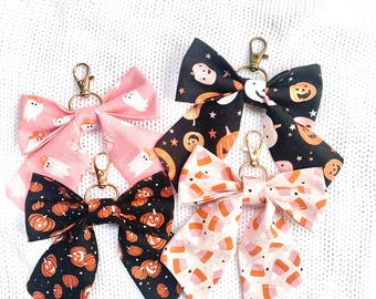 Bow Bag Charms Pink Halloween Pumpkin