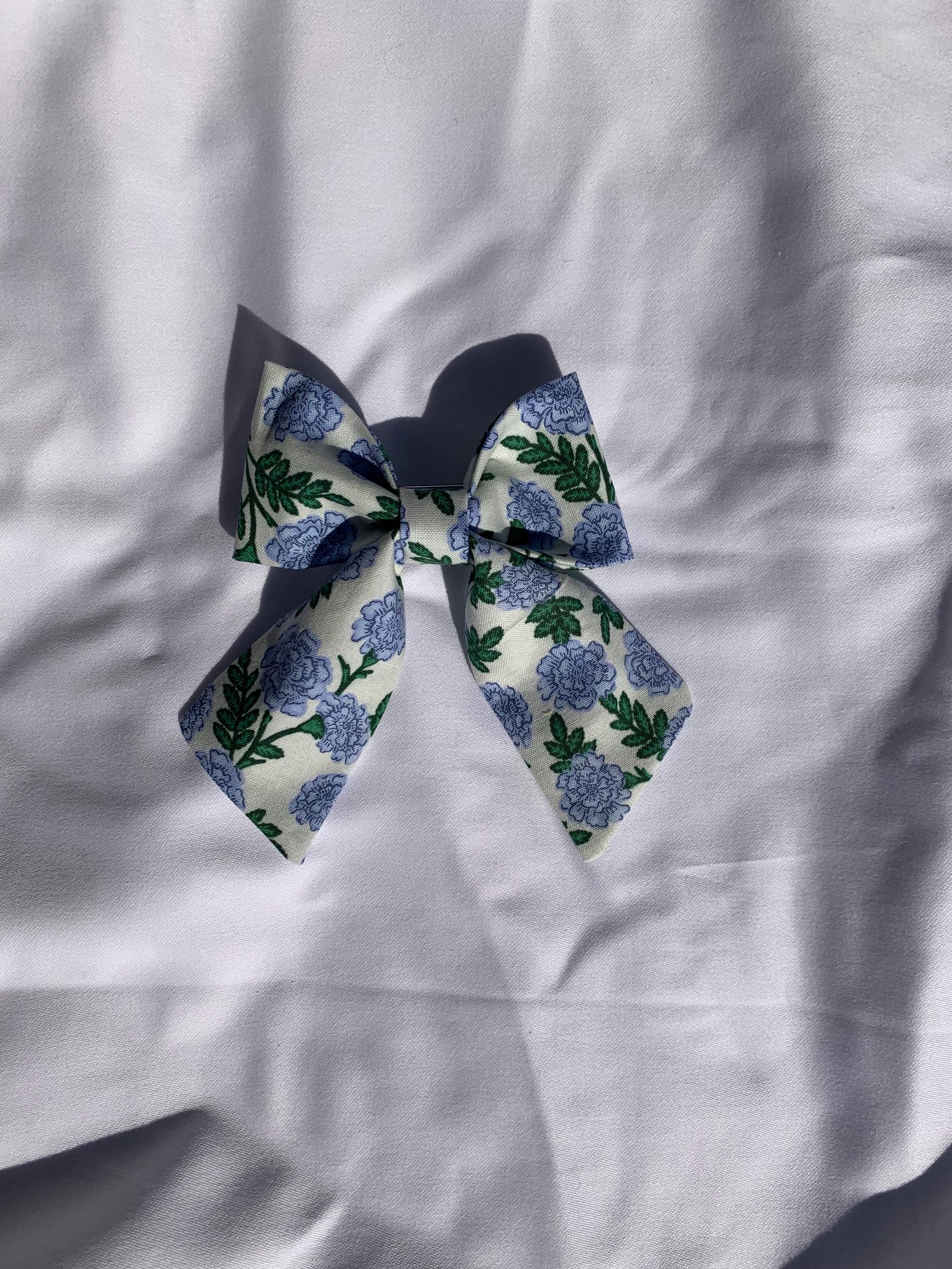 Rifle Paper Co. Blue floral and Light Blue Sailor Hairbows - Thumbnail 5